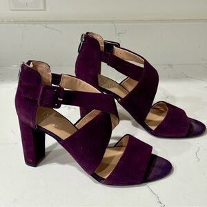 Purple Leather Suede Size 7.5 Heeled Franco Sarto Sandals